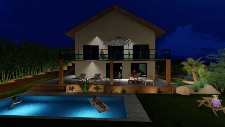 Étude et conception avec éclairage de nuit, Annecy, TERR'PAYSAGE