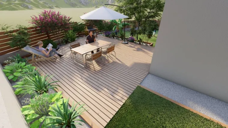 Étude pour une petite copropriété jardin divisé en deux, Annecy, TERR'PAYSAGE