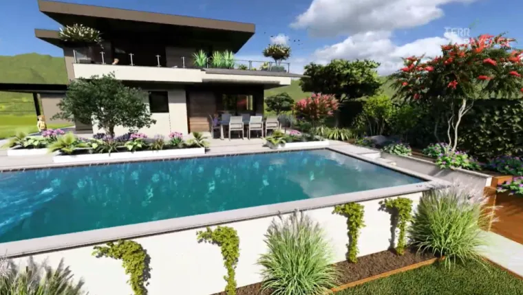 Plans 3D pour aménagement de jardin avec piscine à Annecy, Annecy, TERR'PAYSAGE